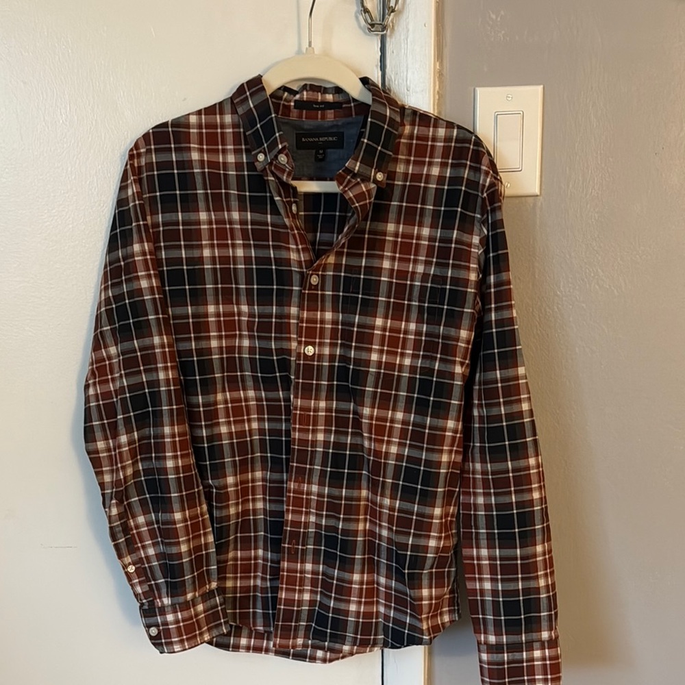 Men's Plaid Shirt - Brown and Black
